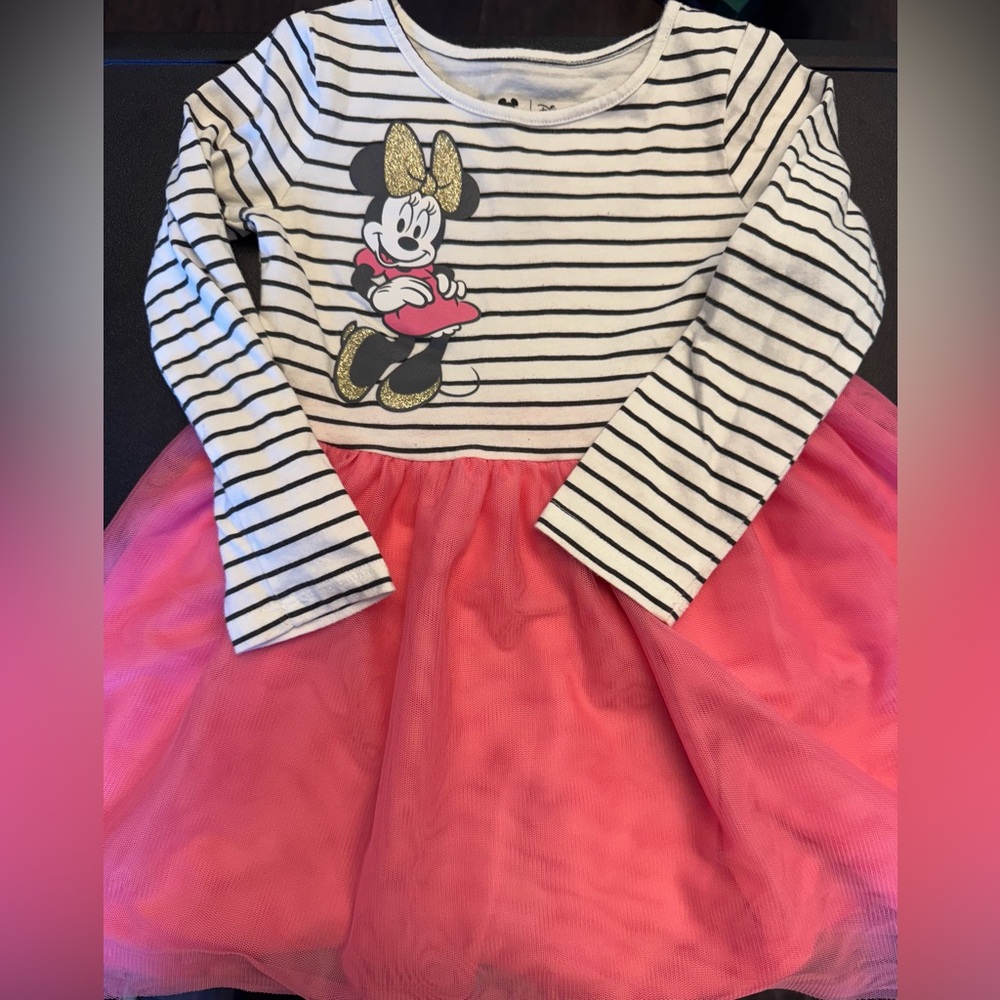 Disney Striped Dress with Gold Minnie Mouse